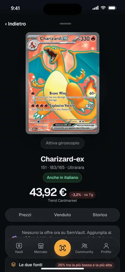 La scansione di una carta